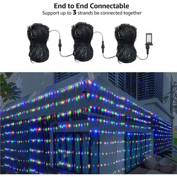 Christmas Net Lights, 360 LEDs 9.8ft x 6.6ft Multicolor Outdoor Christmas Decor - Picture 2 of 6